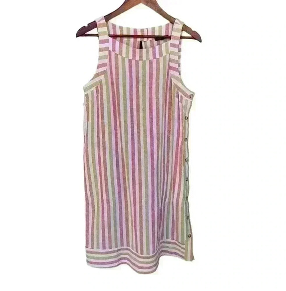 For Cynthia Dresses & Skirts - For Cynthia Linen Blend Multicolor Striped Midi Dress
